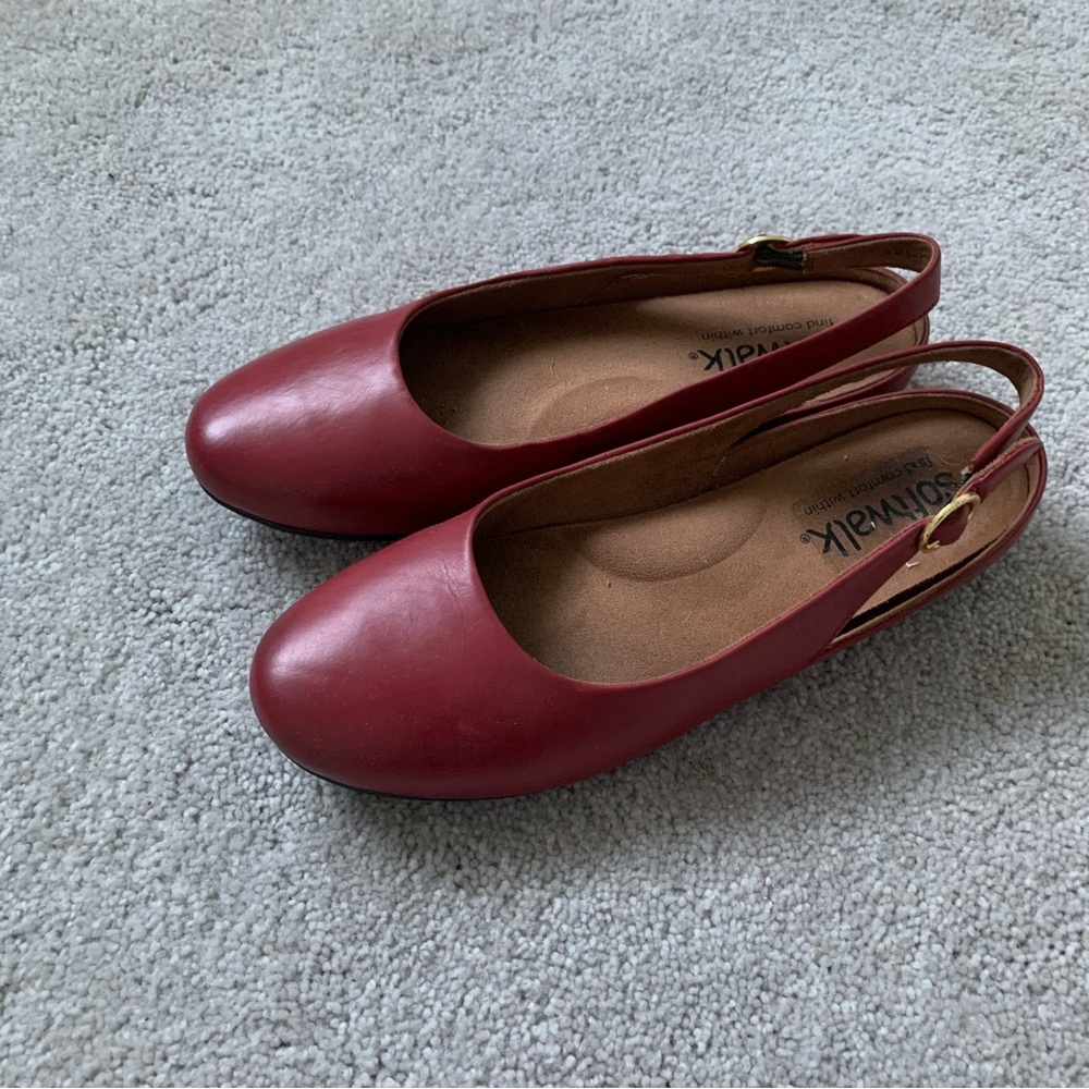 Comfortable Cherry 🍒 Red Slingback Flats Soft Walk